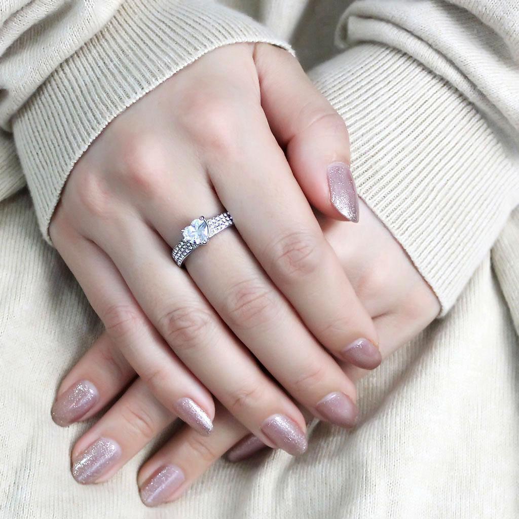 Wedding Rings for Women Engagement Cubic Zirconia Promise Ring Set for Her in Silver Tone Portici - Jewelry Store by Erik Rayo