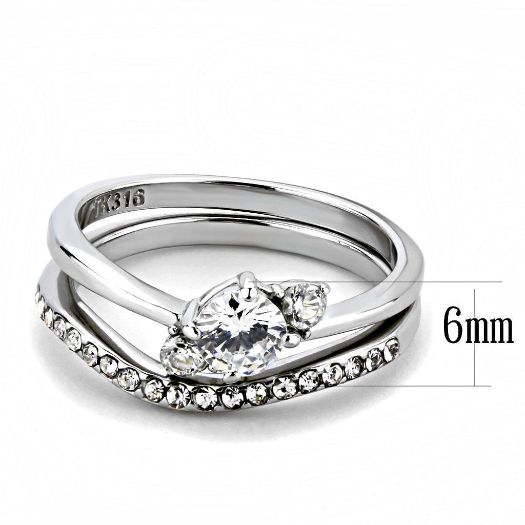 Wedding Rings for Women Engagement Cubic Zirconia Promise Ring Set for Her in Silver Tone Pozzuoli - Jewelry Store by Erik Rayo