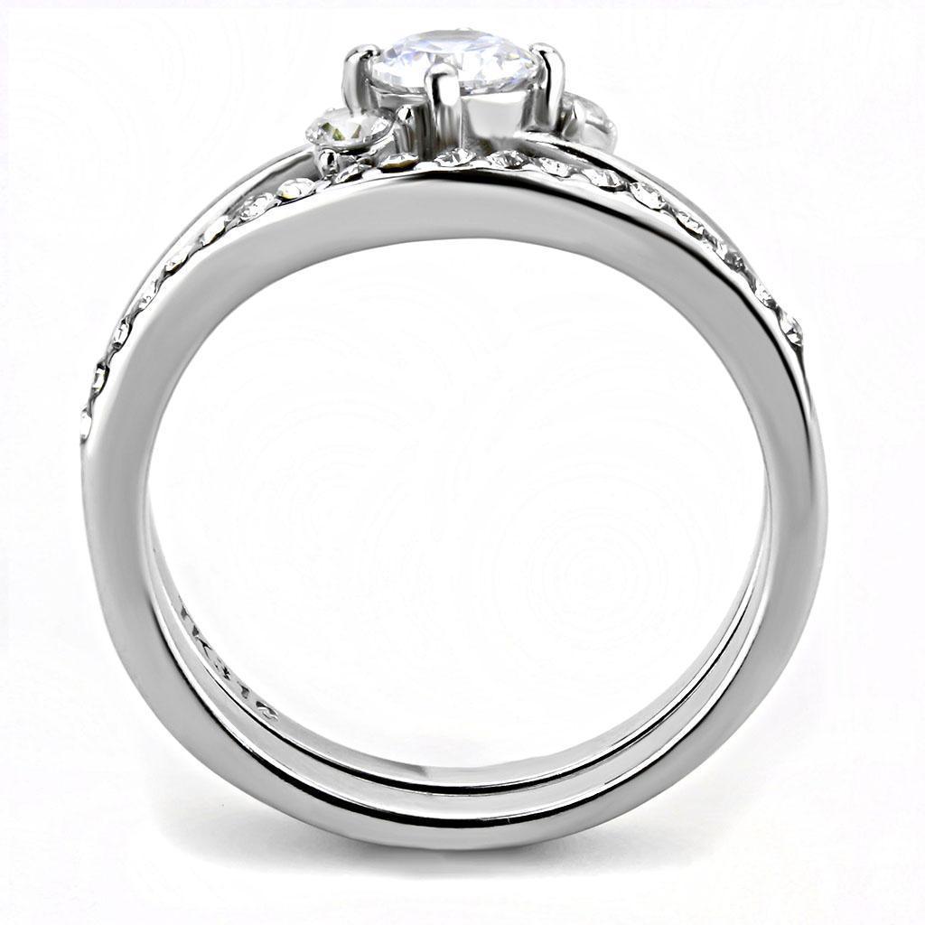 Wedding Rings for Women Engagement Cubic Zirconia Promise Ring Set for Her in Silver Tone Pozzuoli - Jewelry Store by Erik Rayo