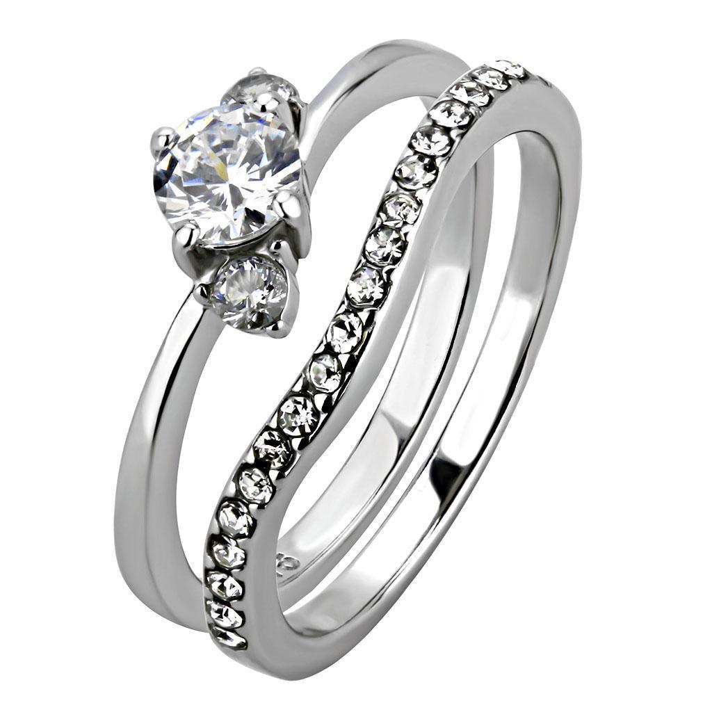 Wedding Rings for Women Engagement Cubic Zirconia Promise Ring Set for Her in Silver Tone Pozzuoli - Jewelry Store by Erik Rayo