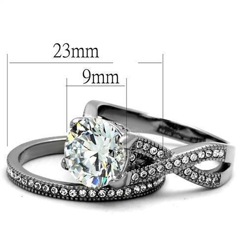 Wedding Rings for Women Engagement Cubic Zirconia Promise Ring Set for Her in Silver Tone Rosario - Jewelry Store by Erik Rayo