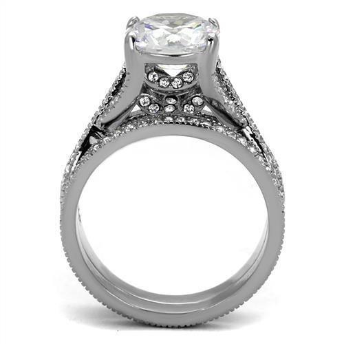 Wedding Rings for Women Engagement Cubic Zirconia Promise Ring Set for Her in Silver Tone Rosario - Jewelry Store by Erik Rayo