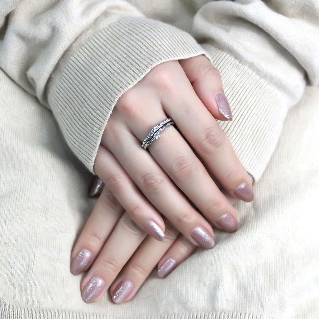 Wedding Rings for Women Engagement Cubic Zirconia Promise Ring Set for Her in Silver Tone Salerno - Jewelry Store by Erik Rayo