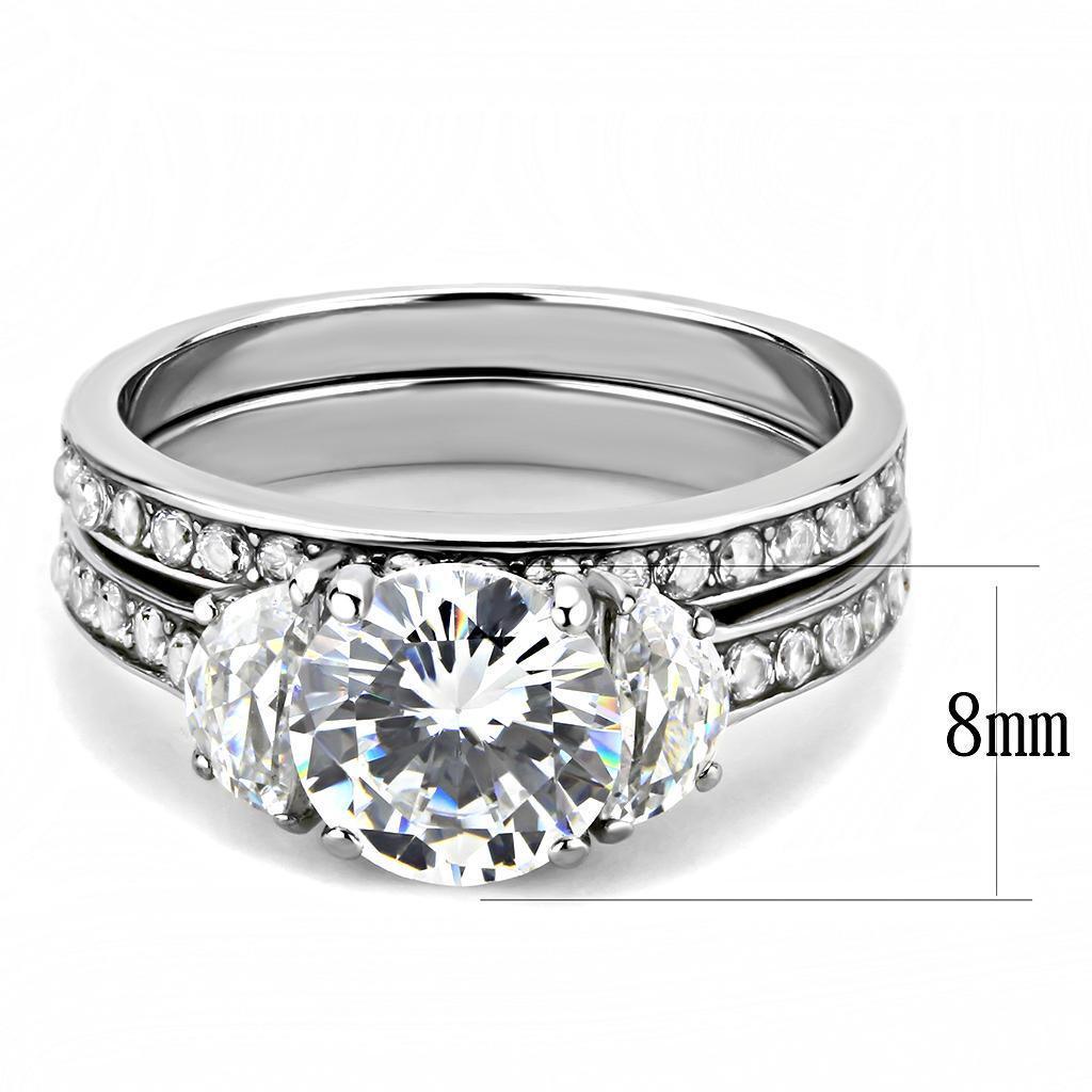 Wedding Rings for Women Engagement Cubic Zirconia Promise Ring Set for Her in Silver Tone Sarno - Jewelry Store by Erik Rayo