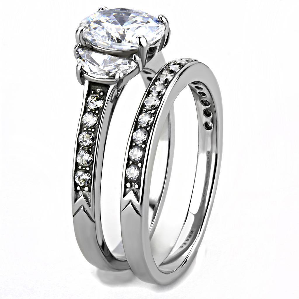 Wedding Rings for Women Engagement Cubic Zirconia Promise Ring Set for Her in Silver Tone Sarno - Jewelry Store by Erik Rayo