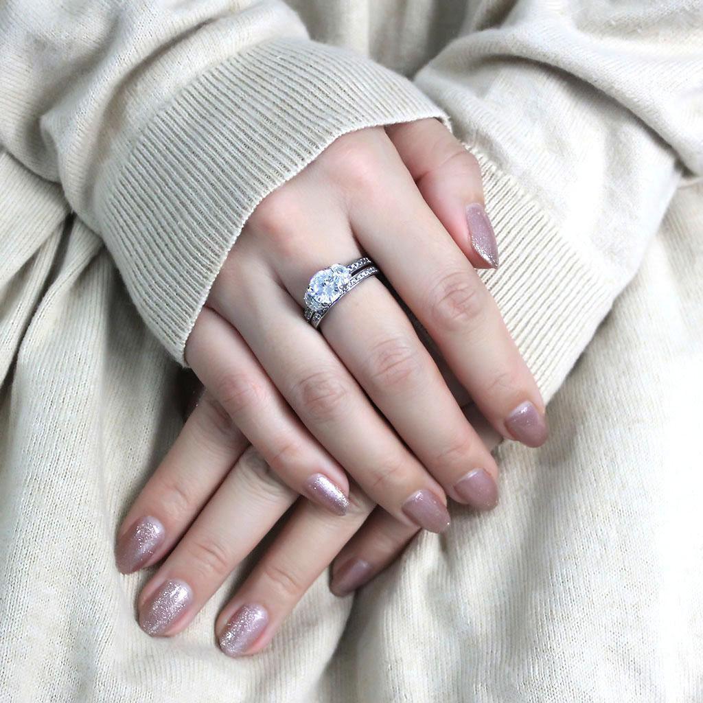 Wedding Rings for Women Engagement Cubic Zirconia Promise Ring Set for Her in Silver Tone Sarno - Jewelry Store by Erik Rayo