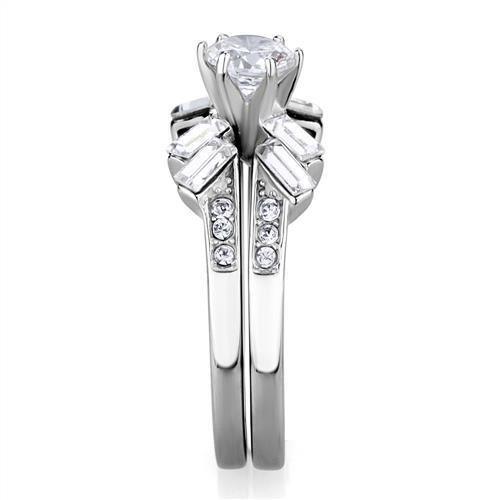 Wedding Rings for Women Engagement Cubic Zirconia Promise Ring Set for Her in Silver Tone Vente - Jewelry Store by Erik Rayo