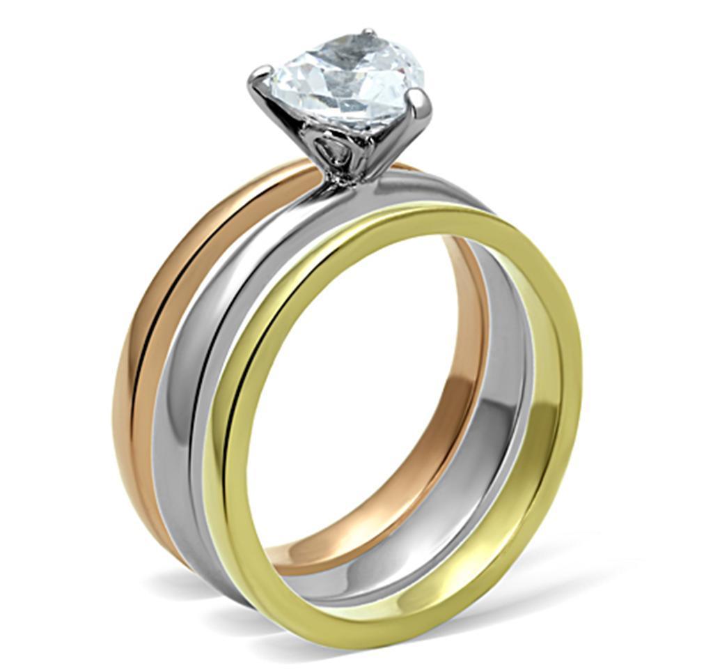 Wedding Rings for Women Engagement Cubic Zirconia Promise Ring Set for Her in Three Tone Gold Silver and Rose Gold TK1274 - Jewelry Store by Erik Rayo