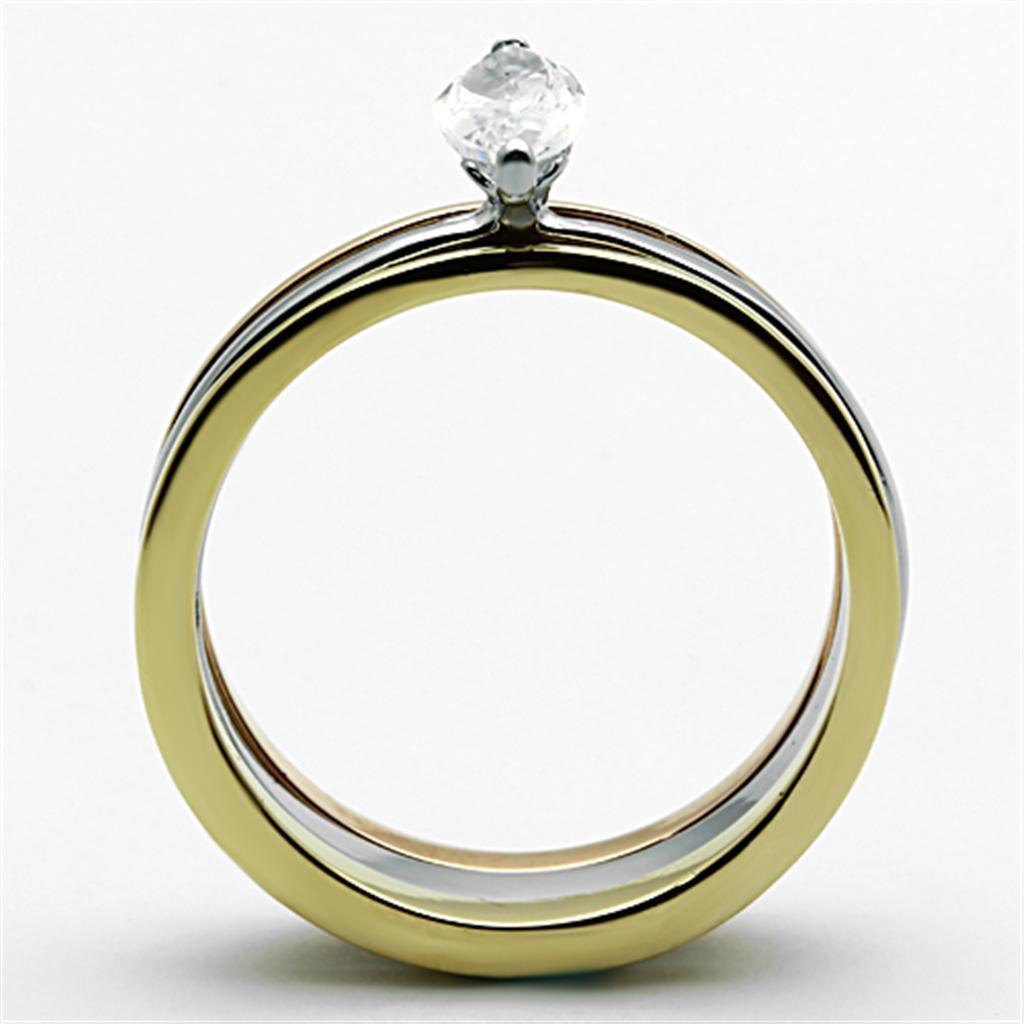 Wedding Rings for Women Engagement Cubic Zirconia Promise Ring Set for Her in Three Tone Gold Silver and Rose TK1276 - Jewelry Store by Erik Rayo