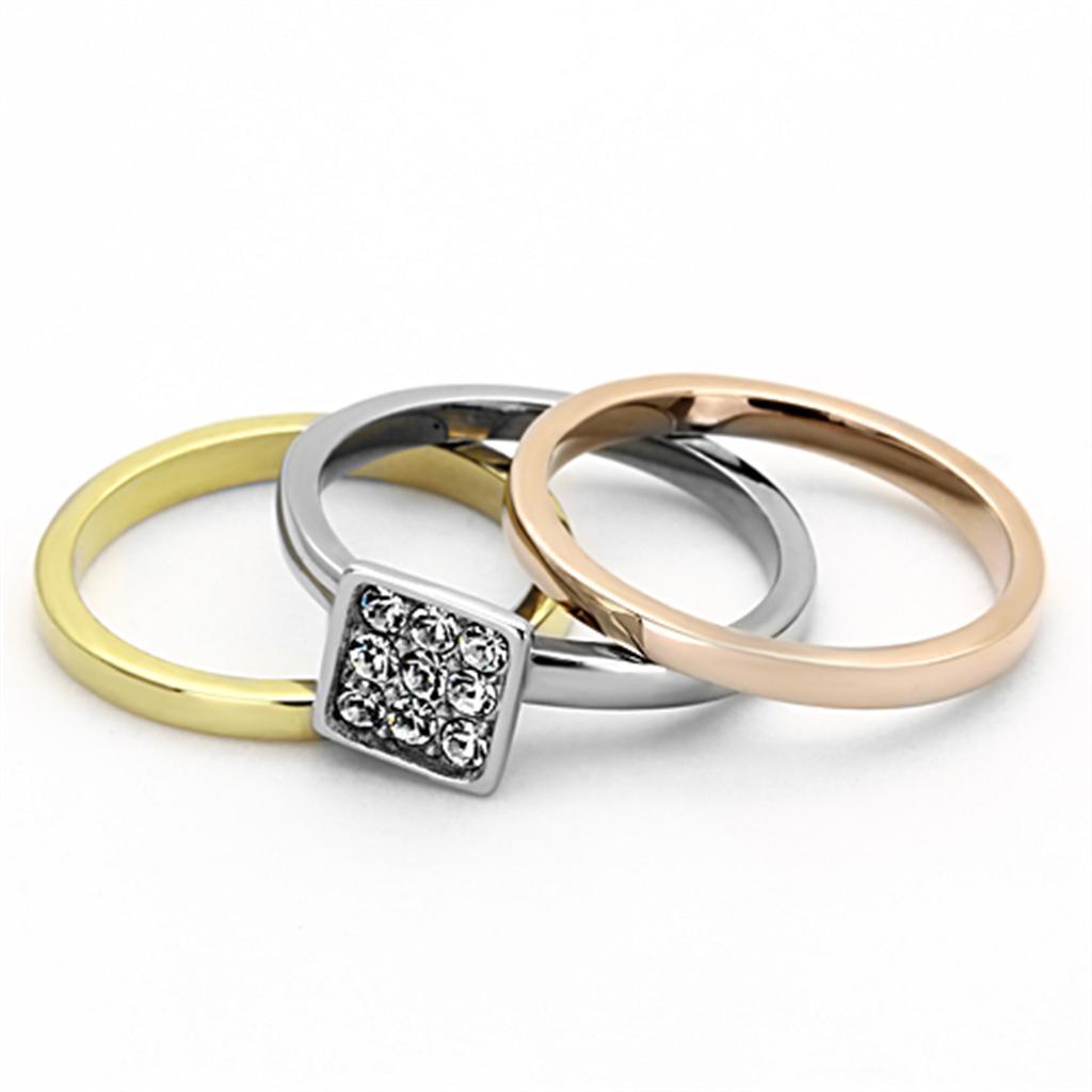 Wedding Rings for Women Engagement Cubic Zirconia Promise Ring Set for Her in Three Tone Gold Silver and Rose TK1277 - Jewelry Store by Erik Rayo