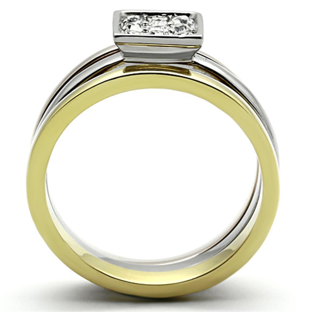 Wedding Rings for Women Engagement Cubic Zirconia Promise Ring Set for Her in Three Tone Gold Silver and Rose TK1277 - Jewelry Store by Erik Rayo