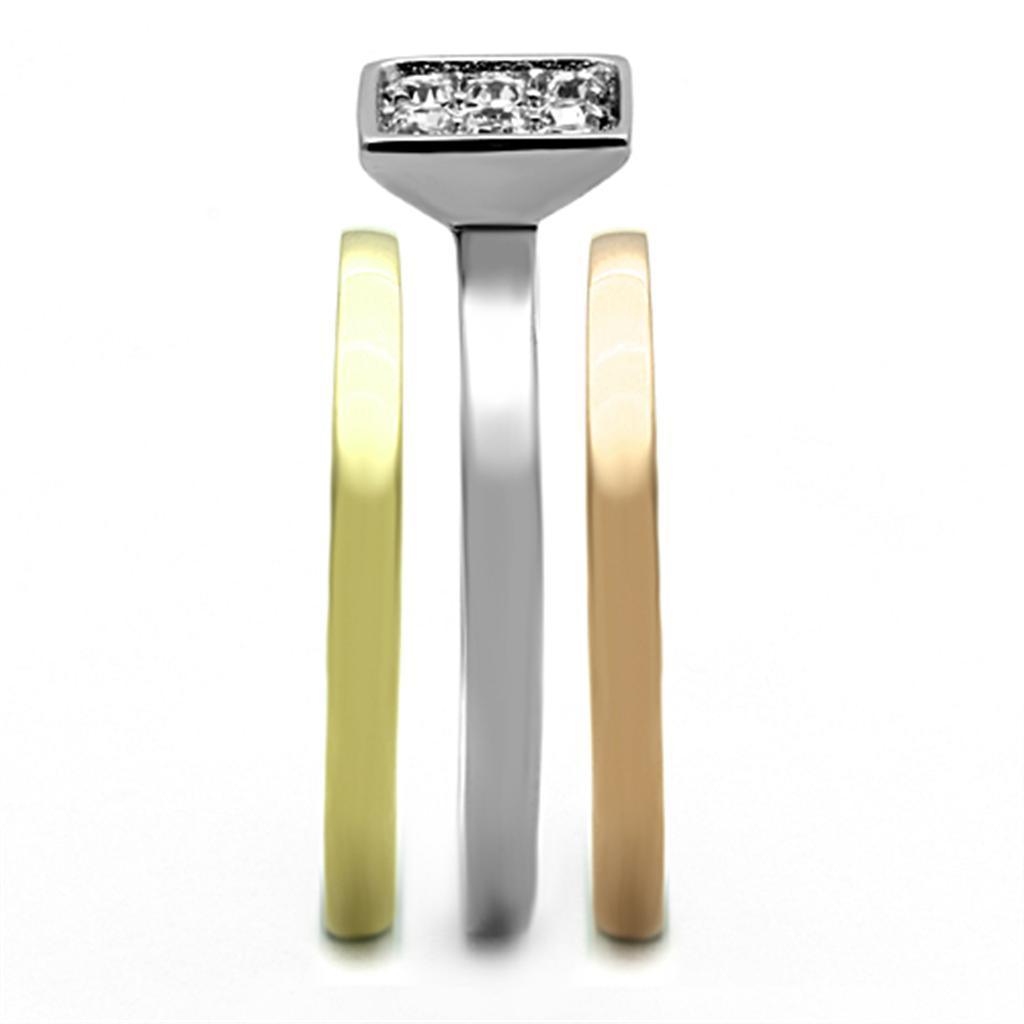 Wedding Rings for Women Engagement Cubic Zirconia Promise Ring Set for Her in Three Tone Gold Silver and Rose TK1277 - Jewelry Store by Erik Rayo