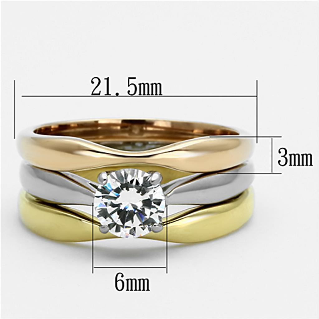 Wedding Rings for Women Engagement Cubic Zirconia Promise Ring Set for Her in Three Tone Gold Silver and Rose TK1278 - Jewelry Store by Erik Rayo