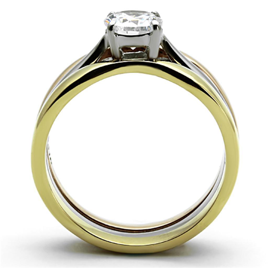 Wedding Rings for Women Engagement Cubic Zirconia Promise Ring Set for Her in Three Tone Gold Silver and Rose TK1278 - Jewelry Store by Erik Rayo