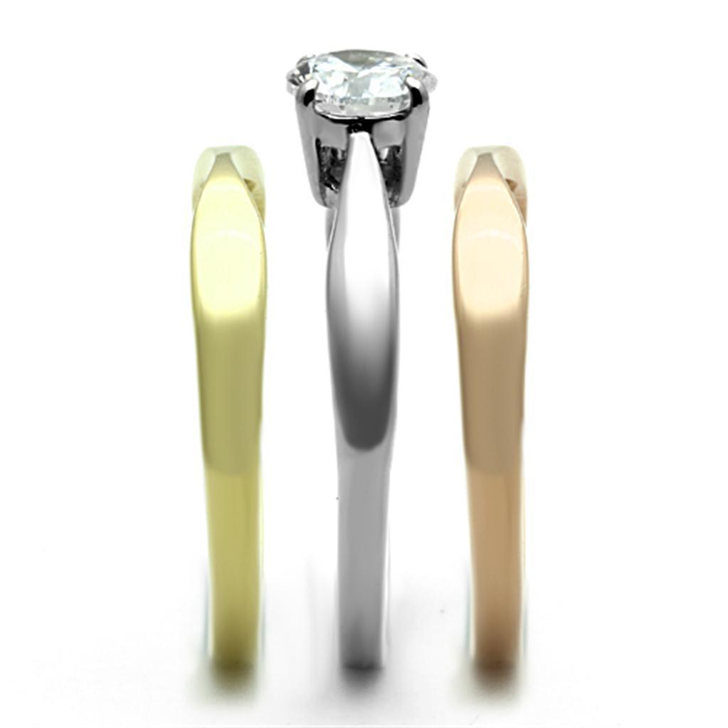 Wedding Rings for Women Engagement Cubic Zirconia Promise Ring Set for Her in Three Tone Gold Silver and Rose TK1278 - Jewelry Store by Erik Rayo