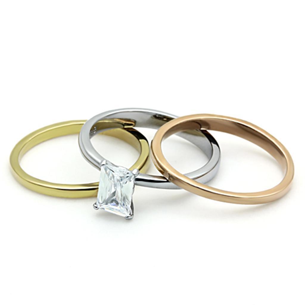 Wedding Rings for Women Engagement Cubic Zirconia Promise Ring Set for Her in Three Tone Gold Silver and Rose TK1279 - Jewelry Store by Erik Rayo