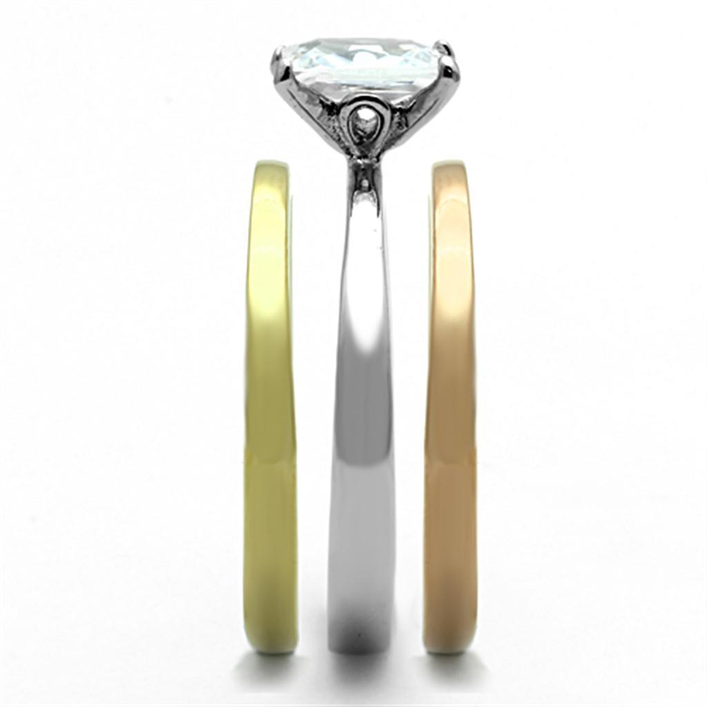 Wedding Rings for Women Engagement Cubic Zirconia Promise Ring Set for Her in Three Tone Gold Silver and Rose TK1279 - Jewelry Store by Erik Rayo