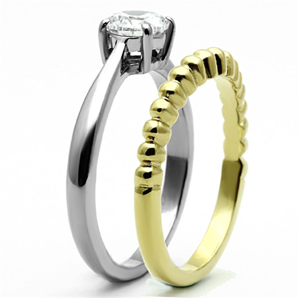 Wedding Rings for Women Engagement Cubic Zirconia Promise Ring Set for Her in Two-Tone TK1093 - Jewelry Store by Erik Rayo