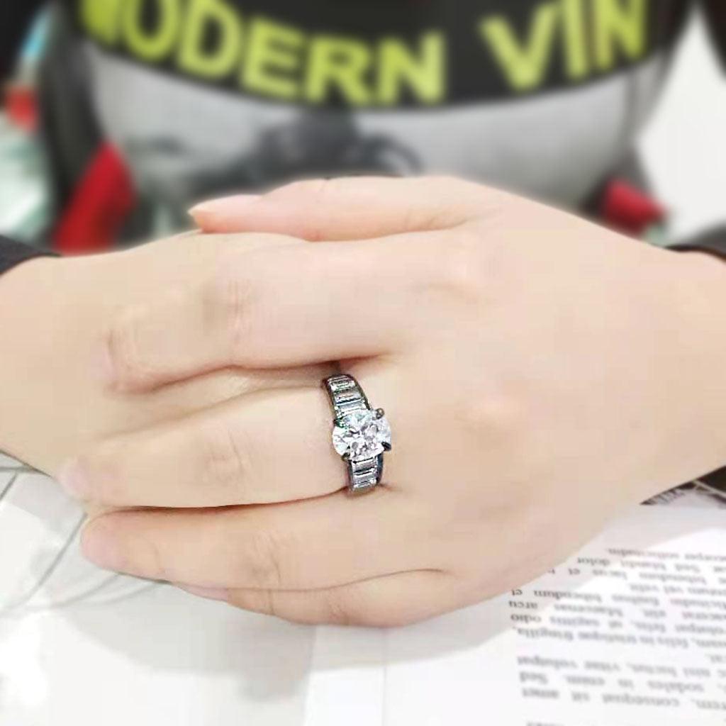 Wedding Rings for Women Engagement Cubic Zirconia Promise Ring Set for Her Stainless Steel Ring Elena - Jewelry Store by Erik Rayo