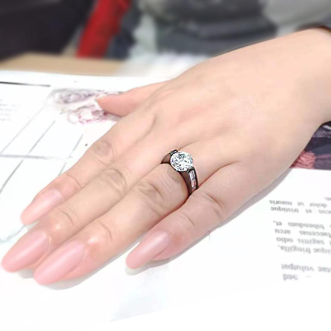 Wedding Rings for Women Engagement Cubic Zirconia Promise Ring Set for Her Stainless Steel Ring Estella - Jewelry Store by Erik Rayo
