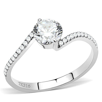 Woens Rings High polished (no plating) Stainless Steel Ring with AAA Grade CZ in Clear DA006 - Jewelry Store by Erik Rayo