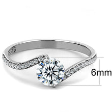 Load image into Gallery viewer, Woens Rings High polished (no plating) Stainless Steel Ring with AAA Grade CZ in Clear DA006 - Jewelry Store by Erik Rayo

