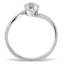 Load image into Gallery viewer, Woens Rings High polished (no plating) Stainless Steel Ring with AAA Grade CZ in Clear DA006 - Jewelry Store by Erik Rayo
