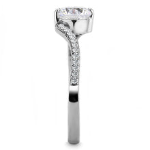 Load image into Gallery viewer, Woens Rings High polished (no plating) Stainless Steel Ring with AAA Grade CZ in Clear DA006 - Jewelry Store by Erik Rayo
