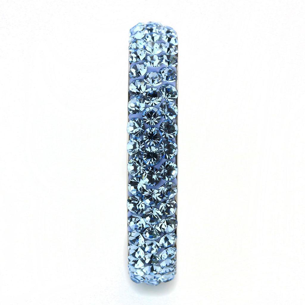 Womans Silver Aquamarine Ring Anillo Para Mujer 316L Stainless Steel Ring with Top Grade Crystal in Sea Blue - Jewelry Store by Erik Rayo