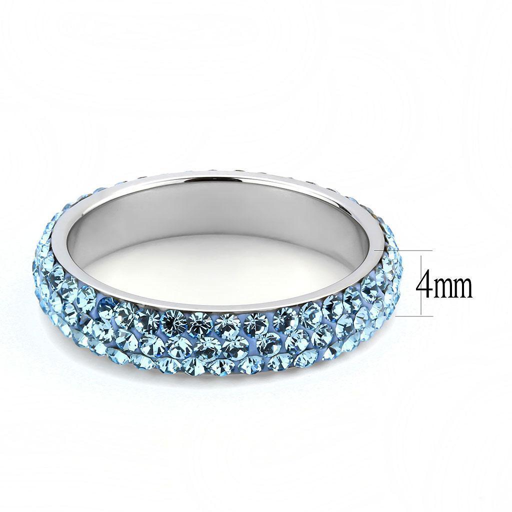 Silver Aquamarine Rings for Women Anillo Para Mujer Stainless Steel Ring with Top Grade Crystal in Sea Blue - Jewelry Store by Erik Rayo