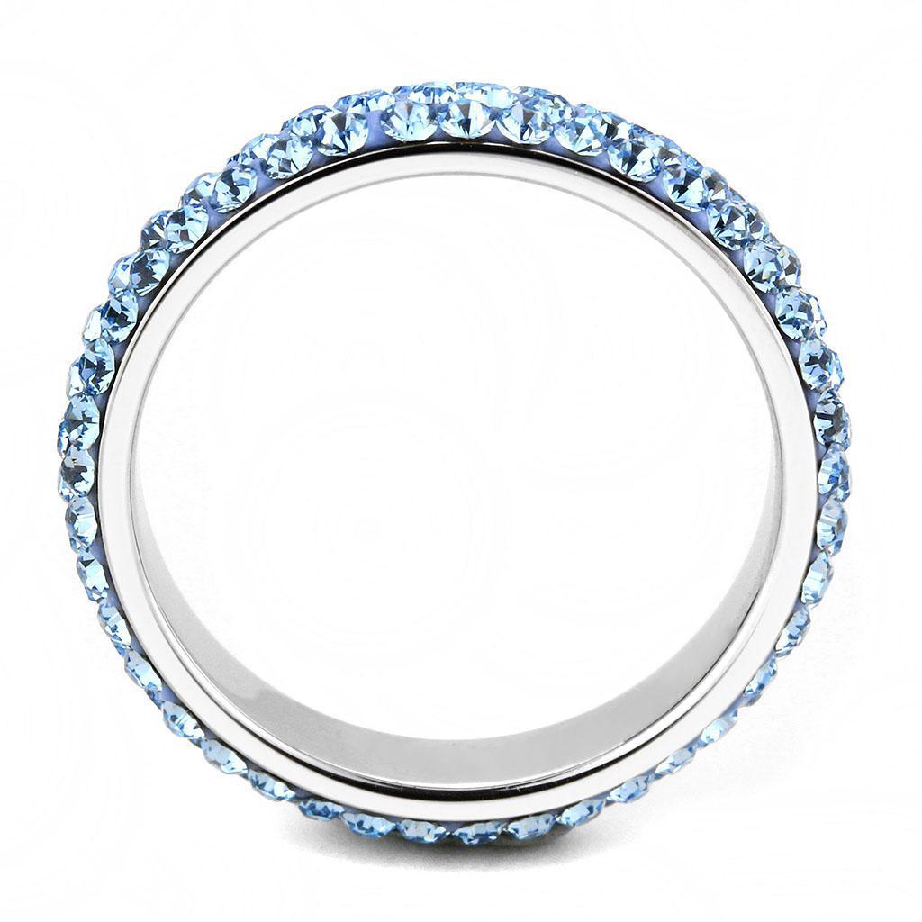 Silver Aquamarine Rings for Women Anillo Para Mujer Stainless Steel Ring with Top Grade Crystal in Sea Blue - Jewelry Store by Erik Rayo