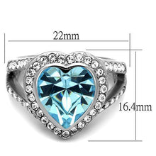 Load image into Gallery viewer, Womans Silver Aquamarine Ring Anillo Para Mujer Stainless Steel Ring with Top Grade Crystal in Sea Blue Fabriano - Jewelry Store by Erik Rayo
