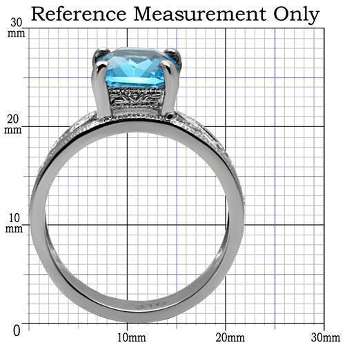 Womans Silver Aquamarine Ring High polished (no plating) 316L Stainless Steel Ring in Sea Blue TK081 - Jewelry Store by Erik Rayo