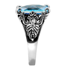 Load image into Gallery viewer, Womans Silver Aquamarine Ring High polished (no plating) Stainless Steel Ring with Glass in Sea Blue TK021 - Jewelry Store by Erik Rayo
