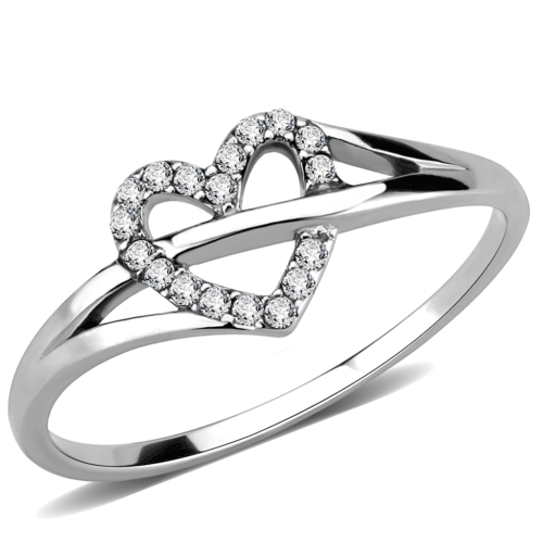 Women's Stainless Steel CZ Forever Love Heart Fashion Promise Ring - Jewelry Store by Erik Rayo