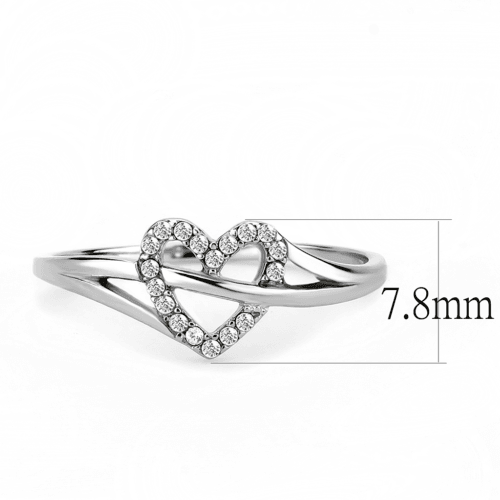 Women's Stainless Steel CZ Forever Love Heart Fashion Promise Ring - Jewelry Store by Erik Rayo