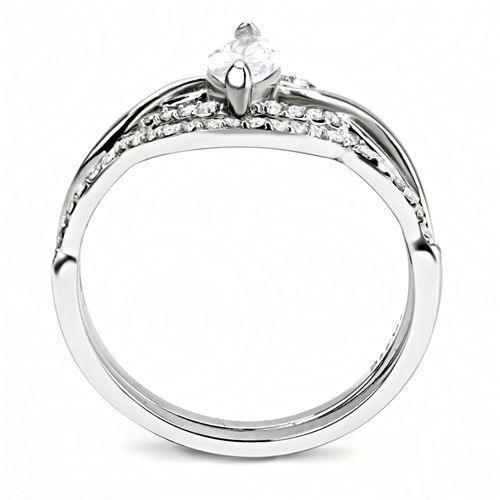 Women's Ring Engagement Wedding Marquise Set Stainless Steel Ring with AAA Grade CZ in Clear - Jewelry Store by Erik Rayo