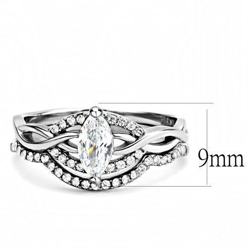 Women's Ring Engagement Wedding Marquise Set Stainless Steel Ring with AAA Grade CZ in Clear - Jewelry Store by Erik Rayo