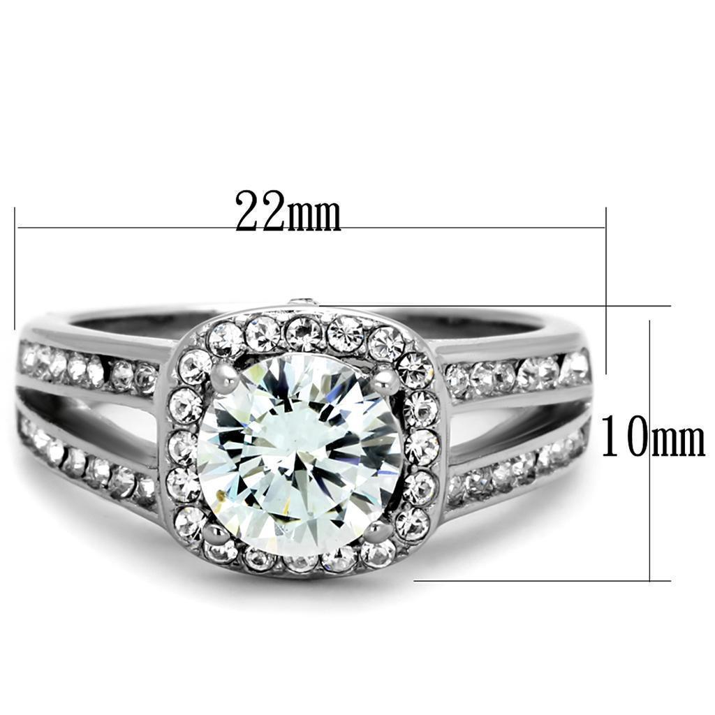 Women's Ring Wedding Large CZ Stainless Steel Ring with AAA Grade CZ in Clear - Jewelry Store by Erik Rayo