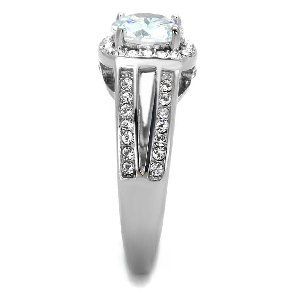 Women's Ring Wedding Large CZ Stainless Steel Ring with AAA Grade CZ in Clear - Jewelry Store by Erik Rayo