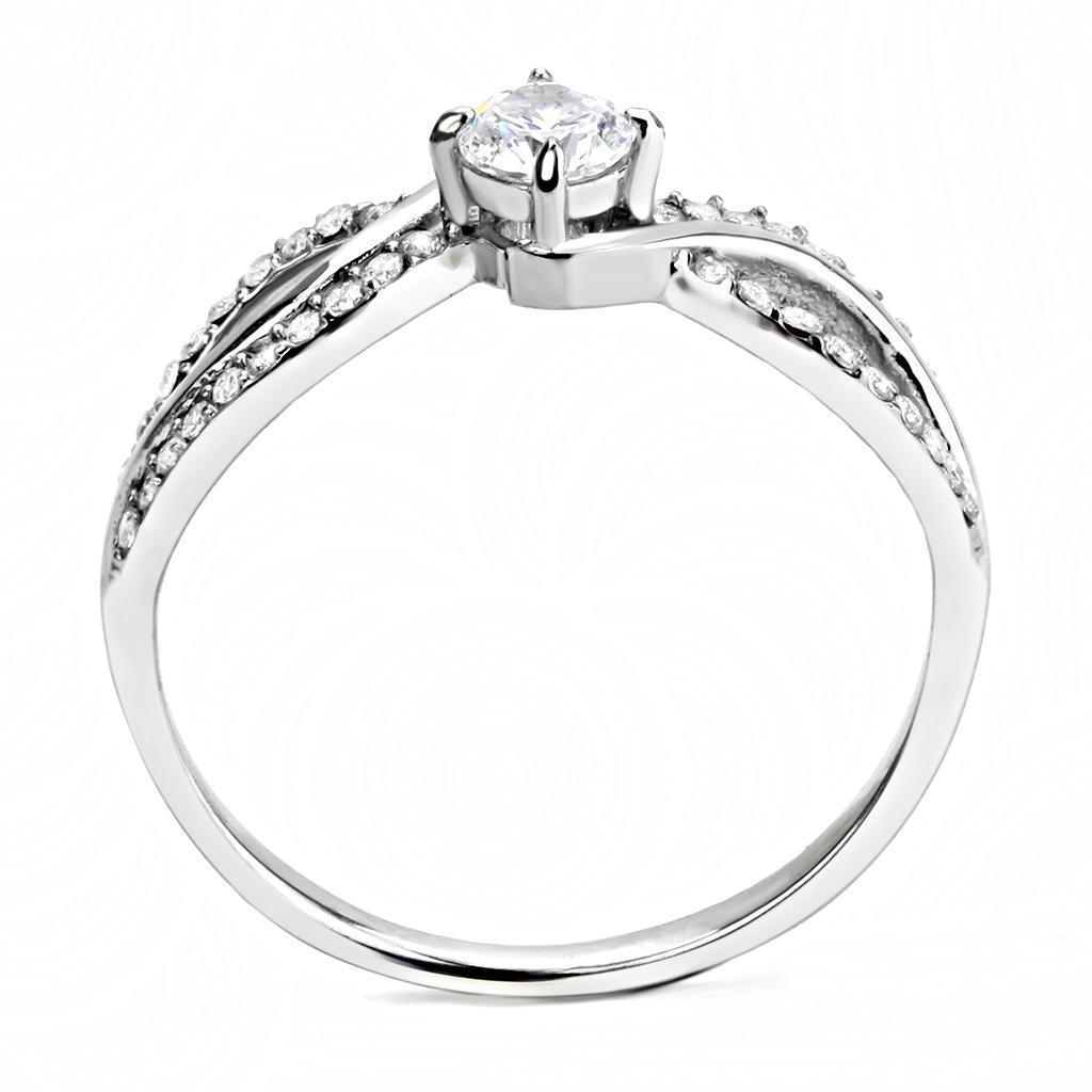 Women's Ring Wedding Round Cut Diamond Waves Stainless Steel Ring with AAA Grade CZ in Clear - Jewelry Store by Erik Rayo