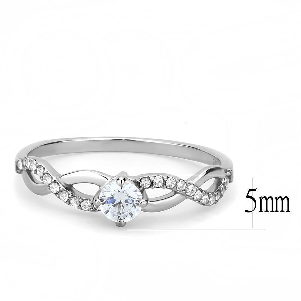 Women's Ring Wedding Round Cut Waves Stainless Steel Ring with AAA Grade CZ in Clear - Jewelry Store by Erik Rayo