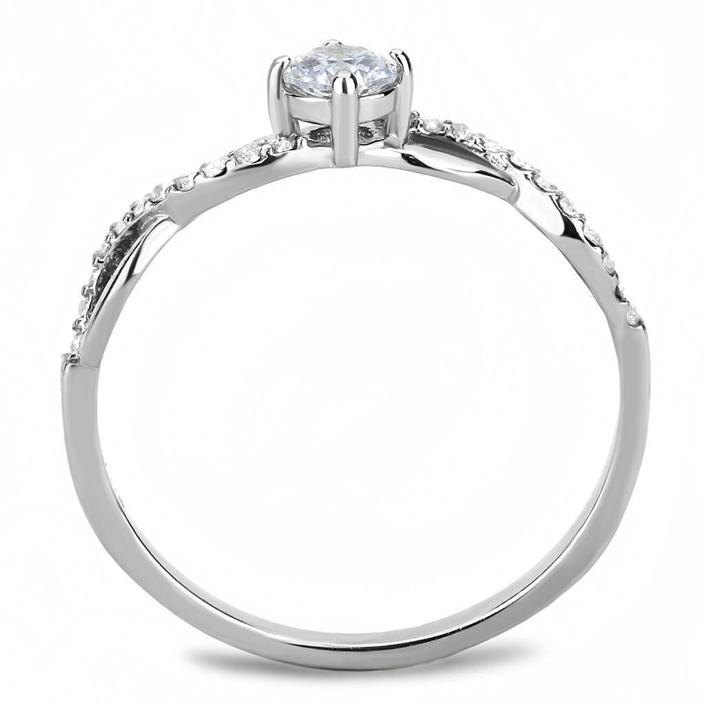 Women's Ring Wedding Round Cut Waves Stainless Steel Ring with AAA Grade CZ in Clear - Jewelry Store by Erik Rayo