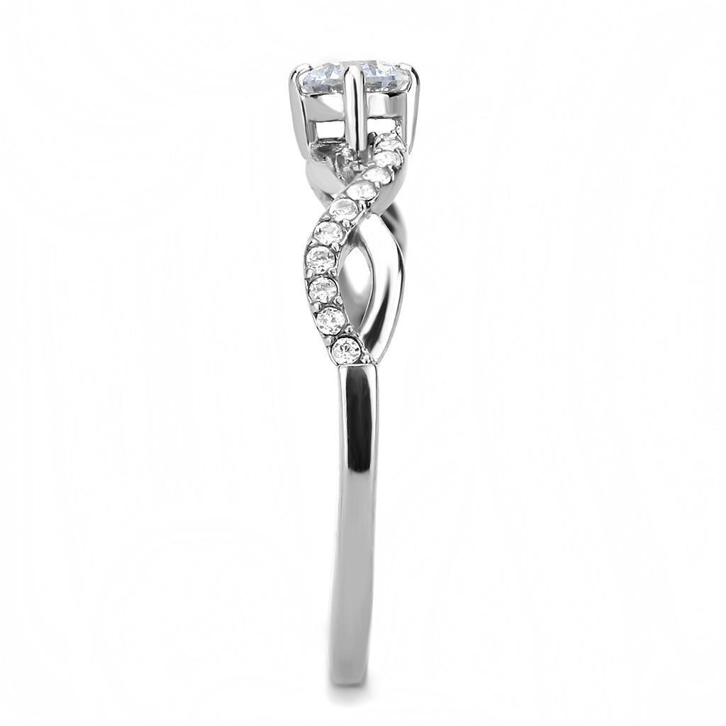 Women's Ring Wedding Round Cut Waves Stainless Steel Ring with AAA Grade CZ in Clear - Jewelry Store by Erik Rayo