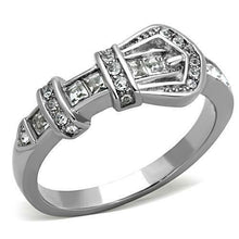 Load image into Gallery viewer, Women&#39;s Stainless Steel Belt Buckle Clear CZ Crystal Band Ring - Jewelry Store by Erik Rayo
