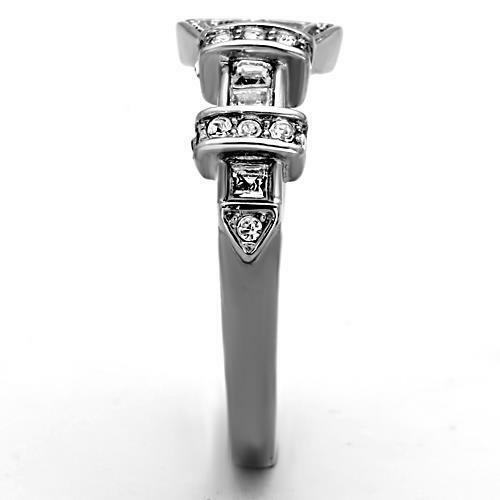 Women's Stainless Steel Belt Buckle Clear CZ Crystal Band Ring - Jewelry Store by Erik Rayo