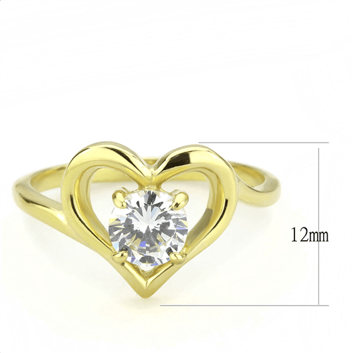Women's Stainless Steel Heart Round CZ Wedding Promise Engagement Gold EP Ring Anillo Para Mujer - Jewelry Store by Erik Rayo