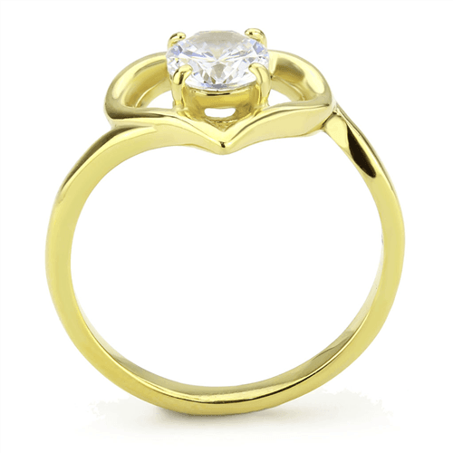Women's Stainless Steel Heart Round CZ Wedding Promise Engagement Gold EP Ring Anillo Para Mujer - Jewelry Store by Erik Rayo
