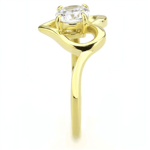 Women's Stainless Steel Heart Round CZ Wedding Promise Engagement Gold EP Ring Anillo Para Mujer - Jewelry Store by Erik Rayo