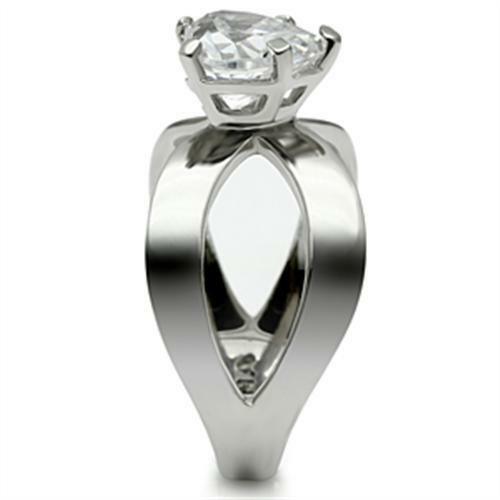 Women's Stainless Steel Heart Solitaire CZ Dual Band Promise Engagement Ring - Jewelry Store by Erik Rayo